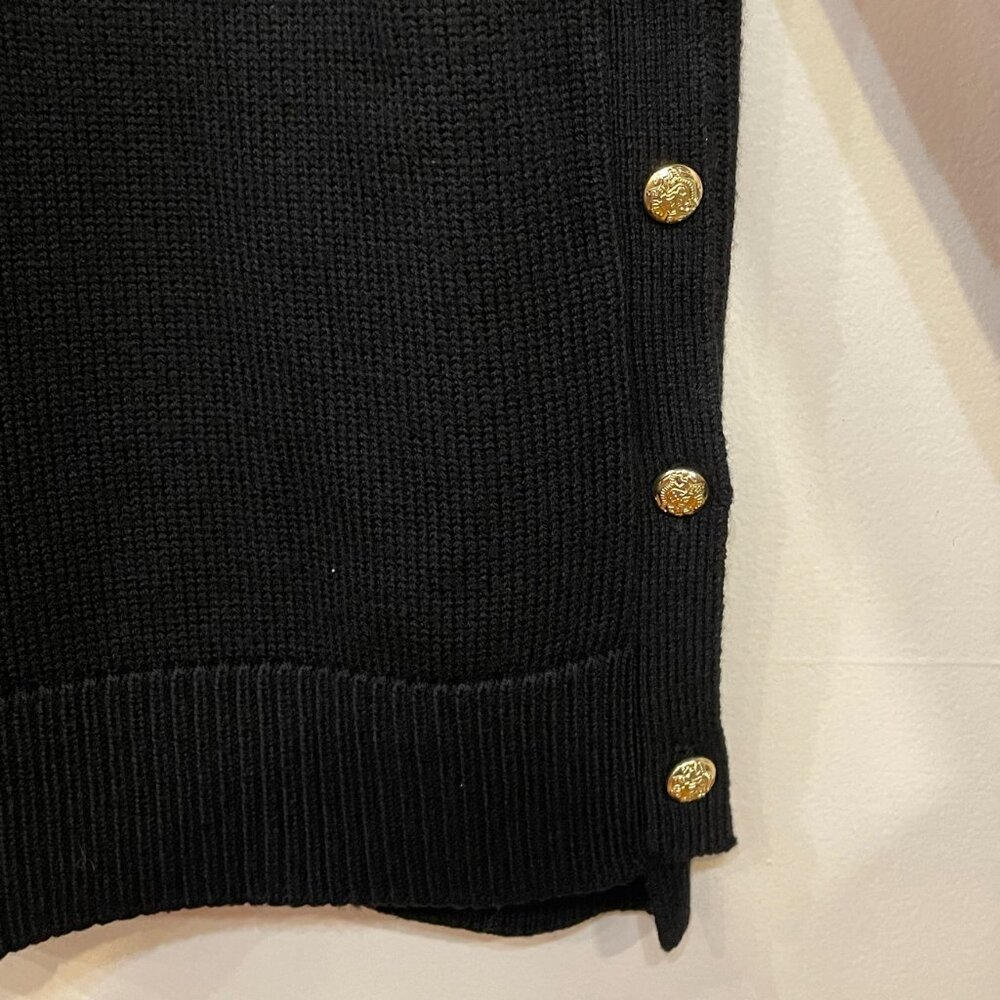 Last Chance! New Tnuck Sophia 100% Wool Gold Button Turtleneck Black Small $298 - Picture 7 of 11